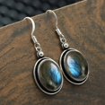 thumbnail image 2 of Boucles d'Oreilles Labradorite Véritables, Boucles d'Oreilles Labradorite Argentées, Boucles d'Oreilles Ovales Labradorite, 2 of 2