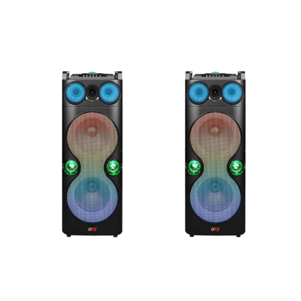 QFX PBX-1260 Dual 12" Party Speaker With Rechargeable Battery and LED Lights