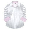 Juniors Contrast Cuff Pinstripe Blouse