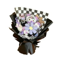 Valentine Cute Doll Plush Bouquet 11.8 Inch, White Soft Stuffed Animal Floral Style Arrangement, Sweet Birthday Gift, Valentine’s Day Surprise and Home Decor Accent