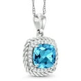 thumbnail image 2 of Gem Stone King 10K White Gold Pendant 2.02 Ct Cushion Swiss Blue Topaz White Diamond, 2 of 5
