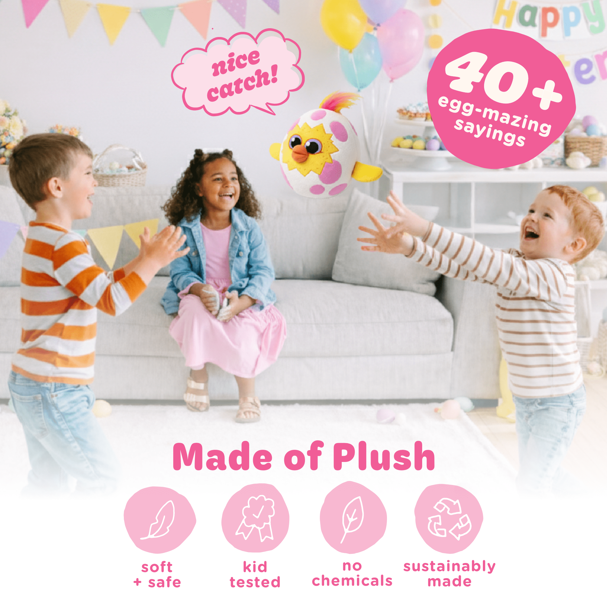 Move2Play, Egg Toss, Hilariously Wild and Fun, Active Play Kids Game, Birthday Game for Kids Ages 3, 4-8+, Preschool, Toddler, Indoor, Outdoor Toy