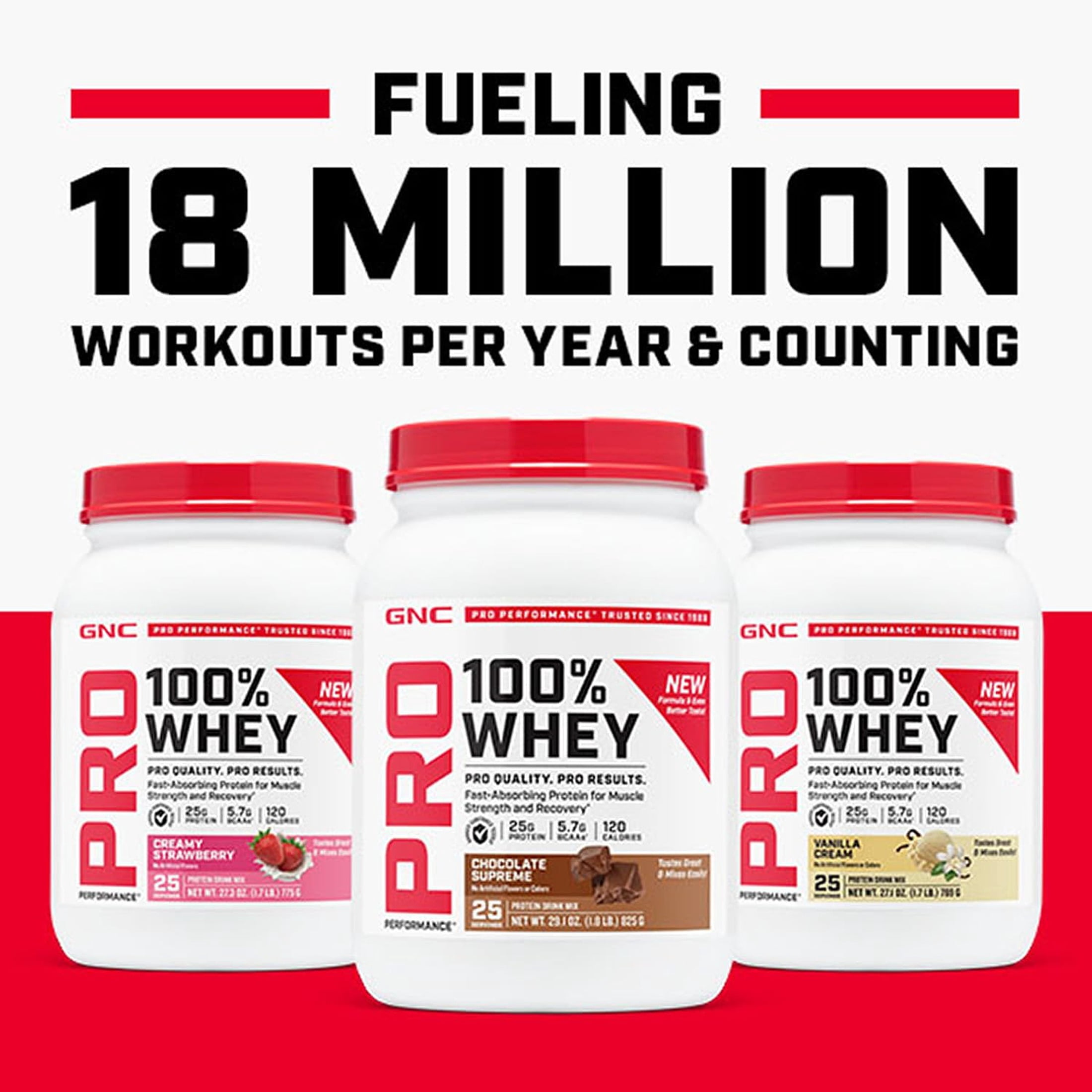 GNC Pro Performance 100% Whey Protein Powder, Fast Absorbing Protein, Muscle Strength and Recovery, Banana Cream, 25 Servings