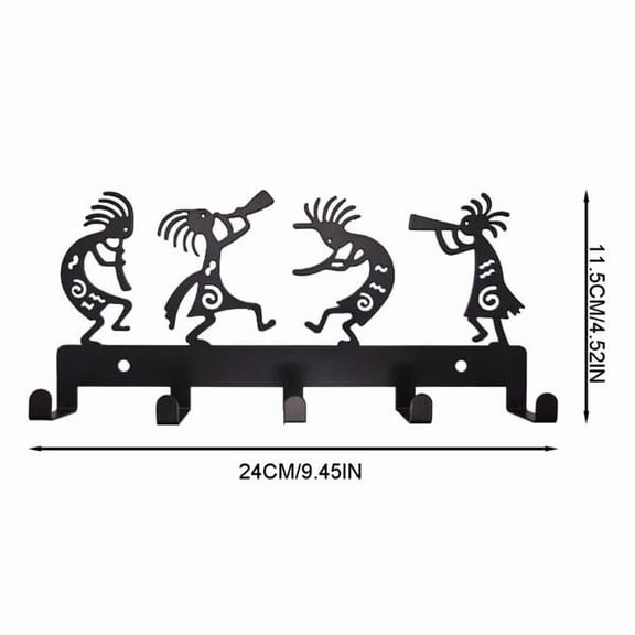 imerelez Vintage Black Metal Wall-Mounted Coat Rack - 5-Hook Key Holder with Shelf, Industrial Wall Hanger for Coats, Hats, Keys | Entryway, Hallway & Bedroom Storage Solution