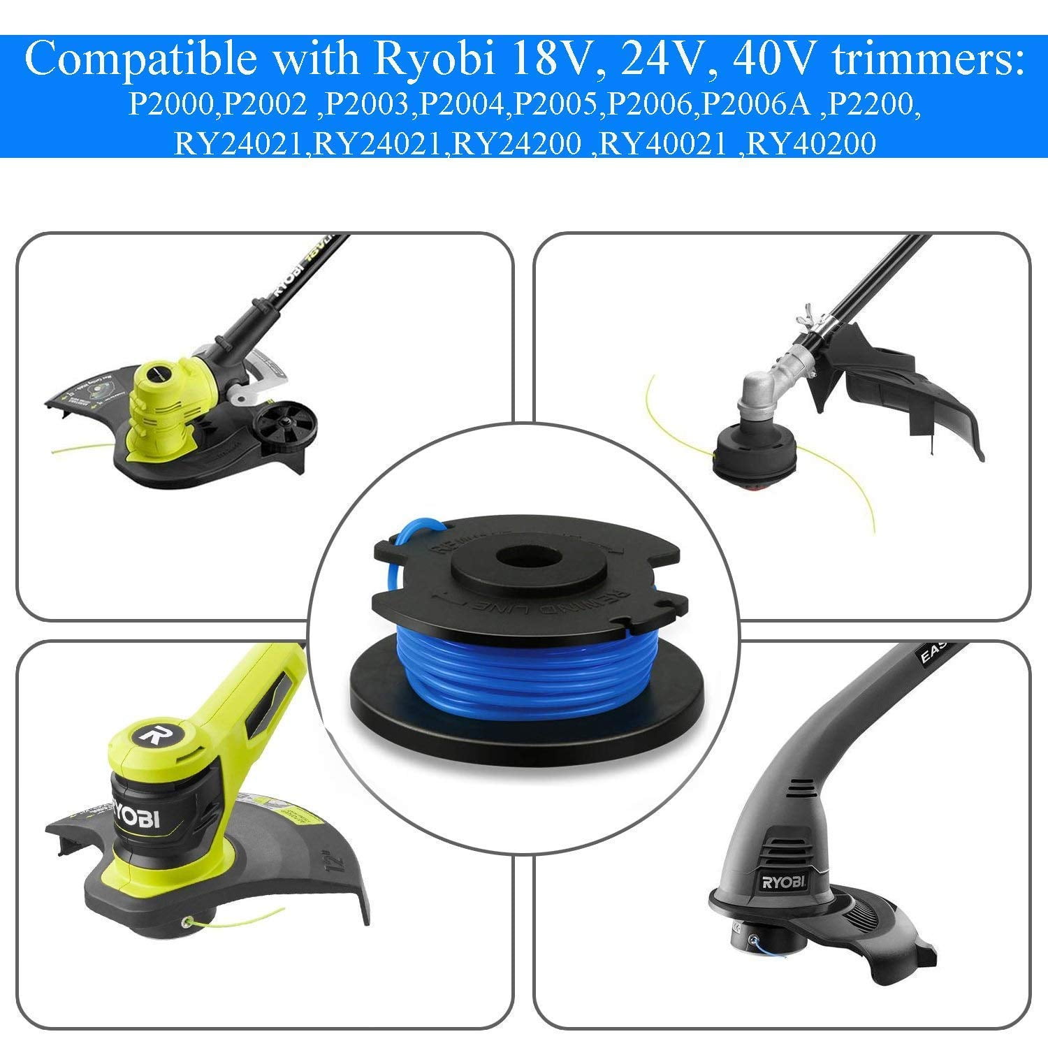 0.065 In For Ryobi Spool/&Line Cord For Ryobi One+AC14RL3A Lawn Strimmer Trimmer