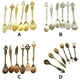 thumbnail image 5 of Naiovety 2020 6 uds bronce tallado ecológico pequeño té café cucharas comida tenedor cuchara para mezclar Mostrada cobre rojo Naiovety JJ6505-03, 5 of 6