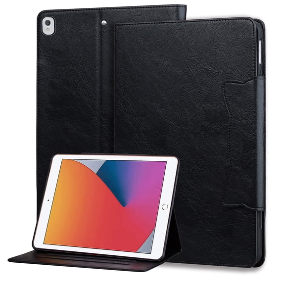 ELEHOLD for iPad 10.2/iPad Pro 10.5 (2017/2019) /Air 3 ,Premium PU Leather Card Slot Folio Stand Cover, Auto Wake/Sleep,Multiple Viewing Angles Magnetic Smart Shockproof Protective Cover,Black