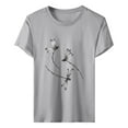 thumbnail image 5 of Womens Tops Print Shirt Short Sleeve Round Neck T Shirt Fashion Top Lightweight Soft Casual Summer Clothing Cotton Polyester Blend Stretchy Fabric Sweatpants Leggings L Shirts for Women, 5 of 5