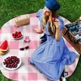 thumbnail image 3 of Pink Checkered Round Tablecloth 60 Inch - Waterproof Fabric Table Cloth Protector, Pink White Buffalo Plaid Tablecloths Washable Table Cover for Kitchen Banquet Coffee Table Outdoor Party, 3 of 6