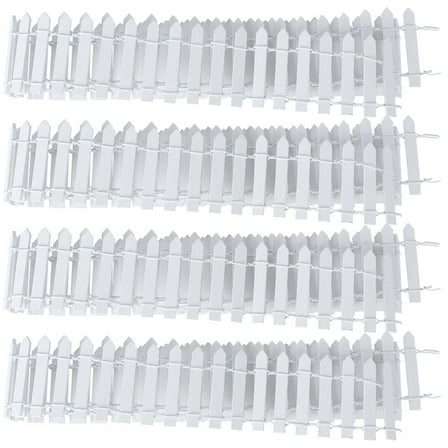 ROSENICE 4Pcs White Miniature Fence for Village Christmas Decorations 39.30X1.97X0.08in