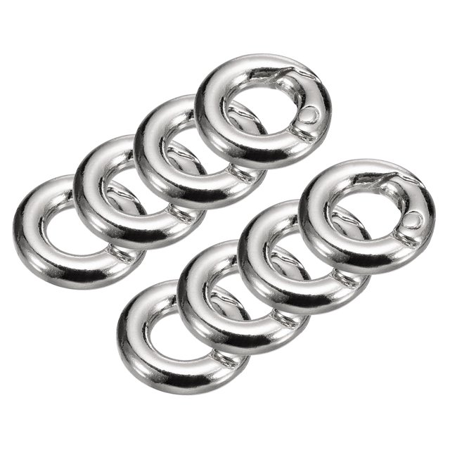Unique Bargains Round Spring O Rings, 8Pcs 0.51 Inch OD Trigger Buckle Snap Clips for Bags, Purses, Keyrings, Silver Tone