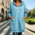 thumbnail image 2 of YUGYXL Womens Quarter Zipper Hoodies Dress Hooded Sweatshirts Drawstring Casual Long Sleeve Tunic Oversized Sweatshirts with Pockets, 2 of 7