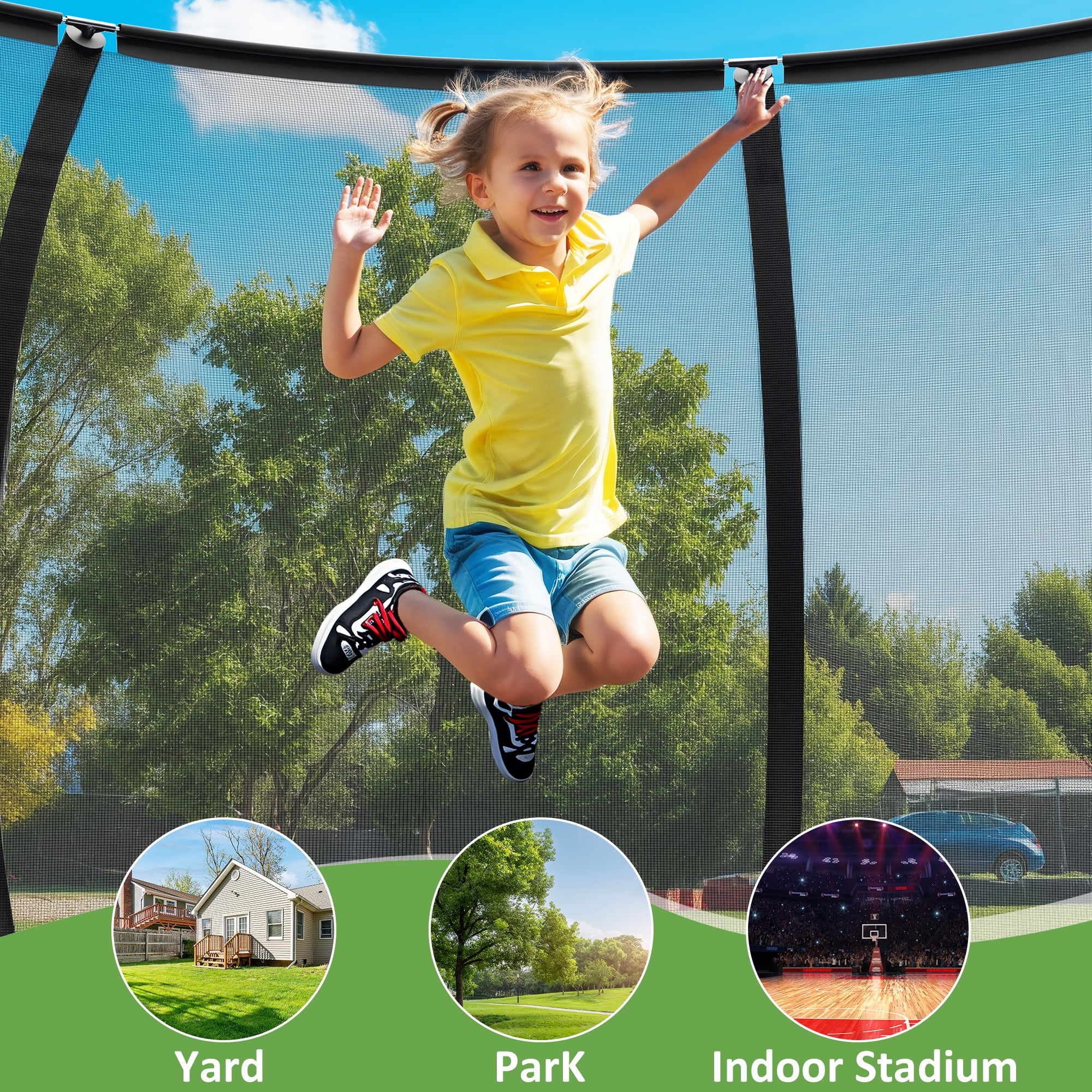Polar Aurora 12Ft Outdoor Backyard Trampoline for Kids Adults Family Happy Time with Safety Enclosure Net, Non-Slip Ladder,Spring Pad Combo Bounce Jump Recreational Trampoline