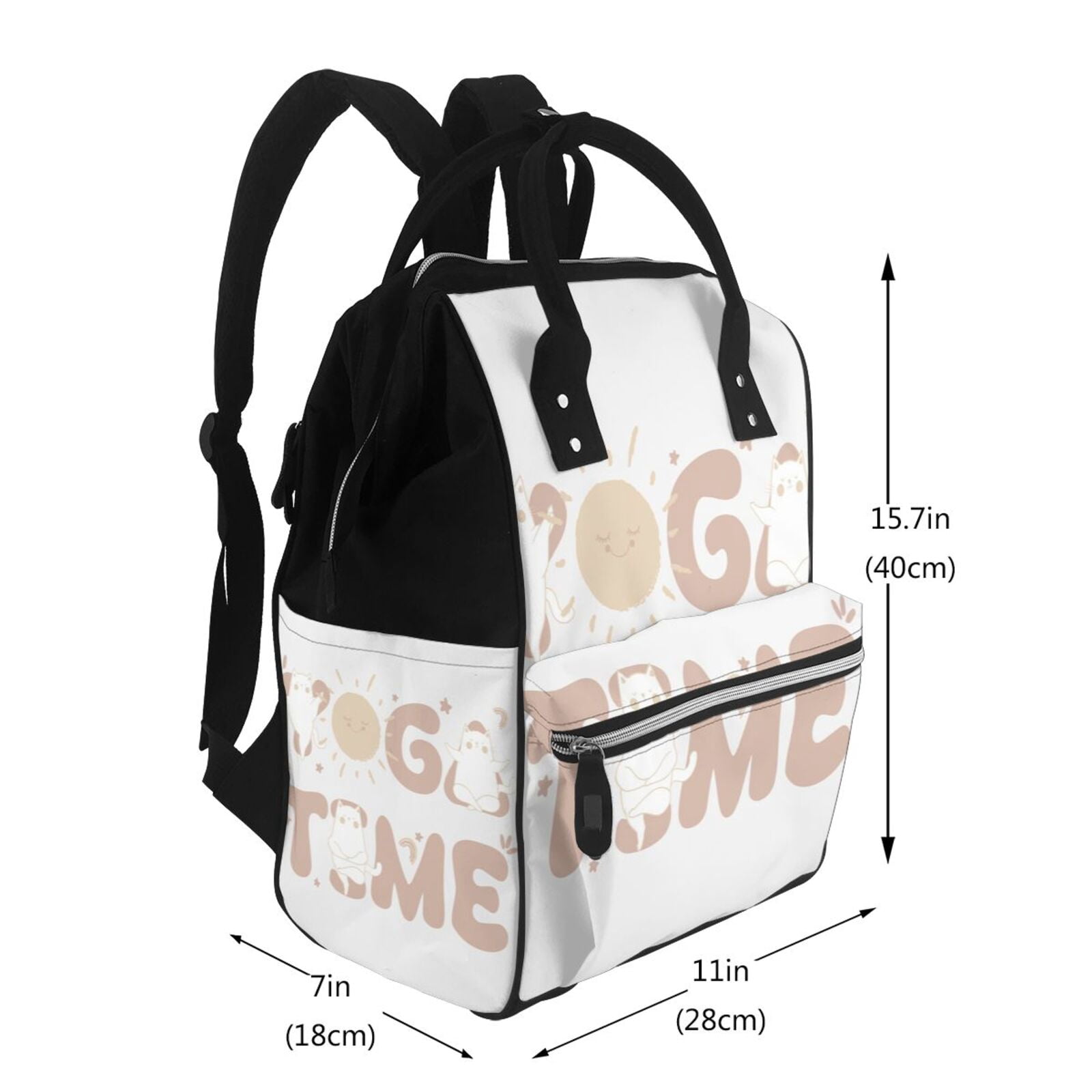 Fuzoiu Cat Yoga Time Print Diaper Bag Backpack,Baby Essentials Travel Tote,Multi function Waterproof Diaper Bag, Travel Essentials Baby Bag - Unisex