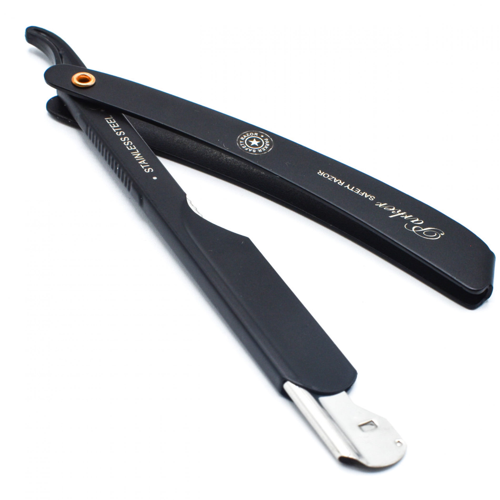 Parker PTABK Stainless Steel Adjustable Straight Razor, Black
