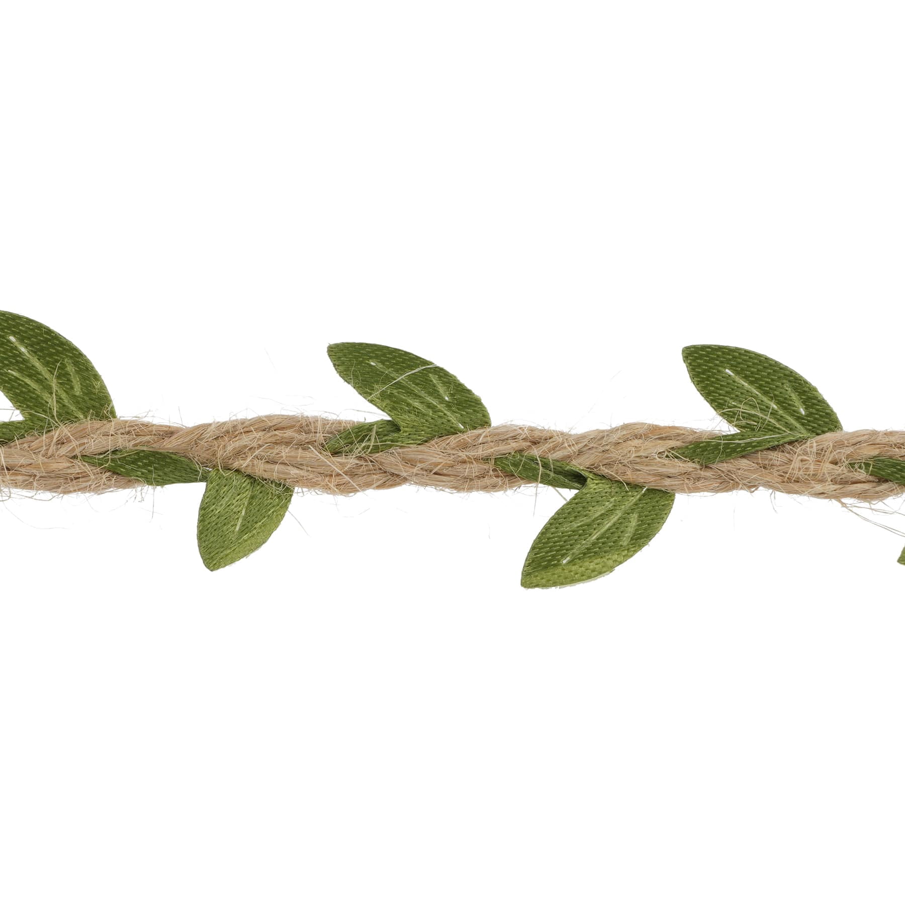 1/4" x 7yd. Brown Jute with Green Leaves Ribbon by Celebrate It – Braided Non-Wired Jute & Polyester - Ideal for Gift Wrapping - Baskets & Rustic Decor - 12 Pack