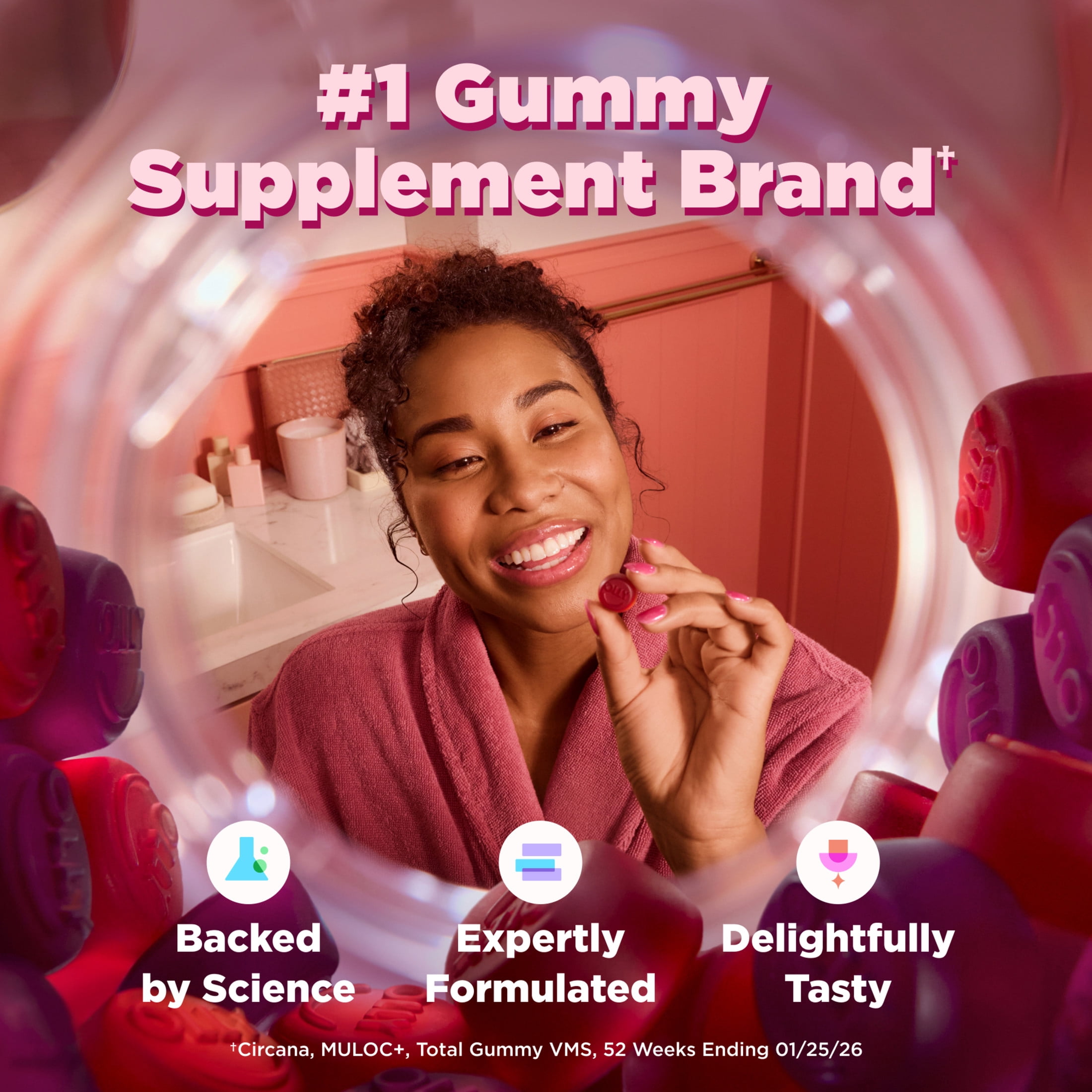 OLLY Women's 40+ Multi Gummy Supplement with 20 Key Nutrients, 90 Count