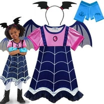 Girls Vampire Costume Dresses Vampirina Birthday Party Fancy Cosplay with Headband glove