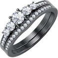 thumbnail image 2 of Divine Creation 1.52 Ct Round Cut White Diamond Wedding Engagement Bridal Ring Set 14K Black Gold Plated 925 Sterling Silver For Women's -7, 2 of 2