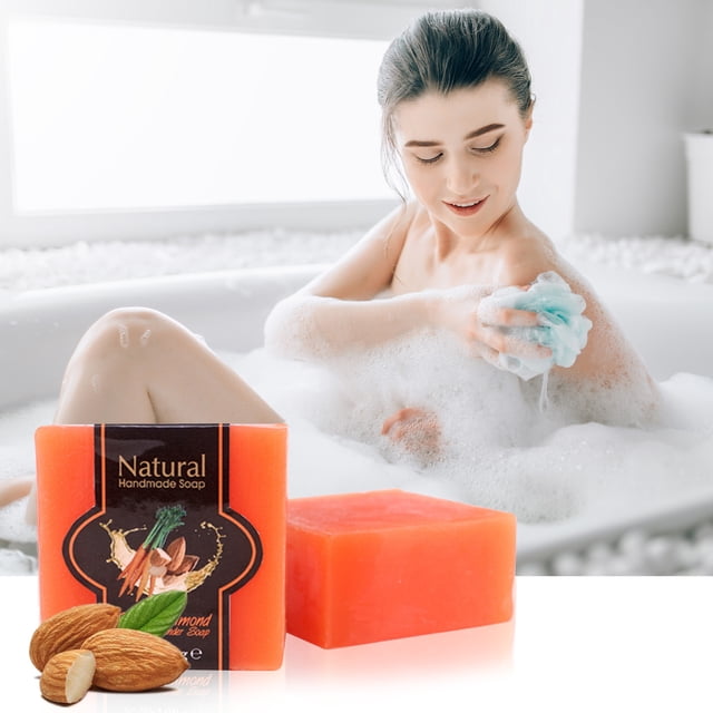 Jabones Barra de Jabón de Zanahoria y Almendras XWSHYW para Rostro Cuerpo Removedor de Manchas Oscuras Limpieza Profunda Jabón Natural Hecho a Mano Suave para Todo Tipo de Hombres y Mujeres