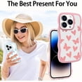 thumbnail image 2 of Heart and Butterfly Print Cute Wave Case, Compatible with iPhone 14 Pro Phone Case for Women, Cute Curly Wave Frame Shape Shockproof Soft Case for iPhone 14 Pro Case- Pink, 2 of 14