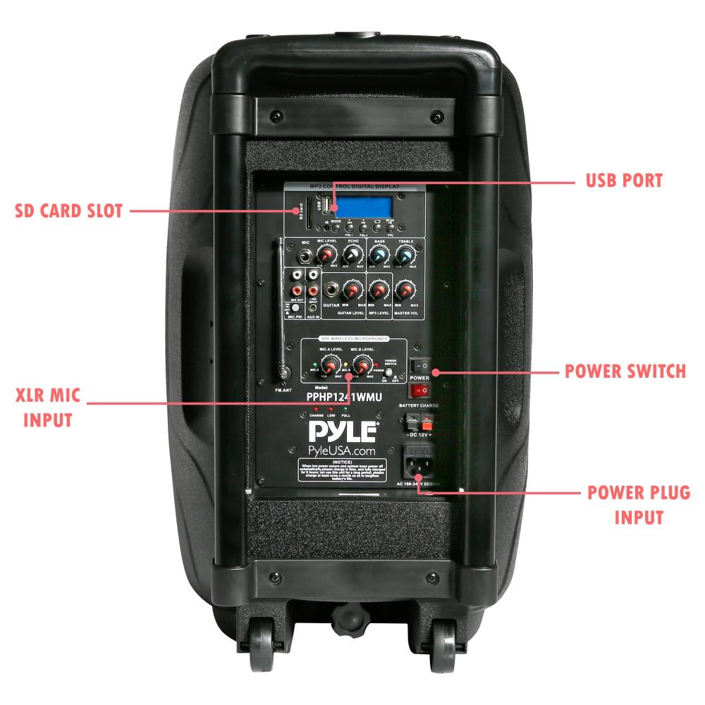 PYLE Professional Powered Bluetooth PA Speaker System  12" Subwoofer, 1000 Watt  (图3)