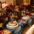 thumbnail image 2 of Table Runner Dresser Scarves Christmas Snowman with Scarf Cotton Linen Burlap Table Cover Snowflake Quote on Blue Table Runners for Family Kitchen Dining Holiday Party Banquet Decor, 2 of 5