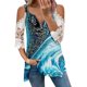 thumbnail image 1 of Elegante mujer casual cremallera cuello impresión blusa encaje manga corta camiseta verano Tops OAVQHLG3B Store  lin121212, 1 of 4
