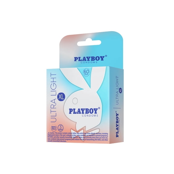 PLAYBOY Condoms ULTRA LIGHT XL, Extra Large Natural Feel Premium Lubricated Condoms - 3 Count