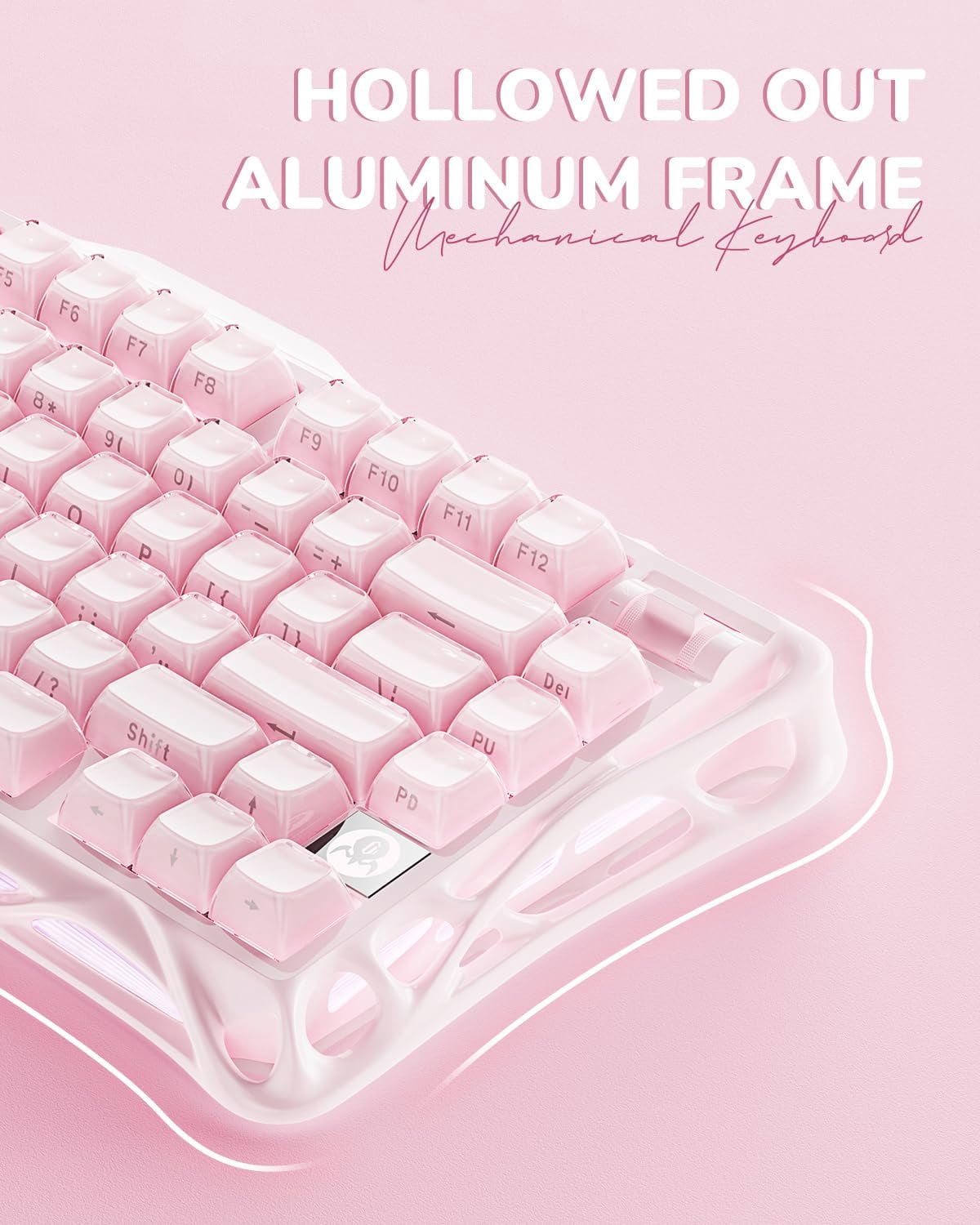 GravaStar Mercury K1 75% Wireless Mechanical Keyboard, Gasket Mount, 8000mAh Battery, Kailh Cherry Pink Linear Switches, RGB Lighting - Sakura Pink