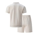 thumbnail image 4 of Kakii Men's Casual Track Set - Geometric Twill Pattern Short Sleeve Jacket and Matching Shorts, Spring Summer Outfit, 4 of 4