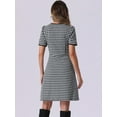 thumbnail image 3 of DARING DIVA Plaid A-Line Crewneck Contrast Trim Dress XS Black, 3 of 6