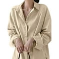 thumbnail image 3 of DYMADE Women Plus Size Simple Plain Blouse Long Sleeve Casual Top, 3 of 4