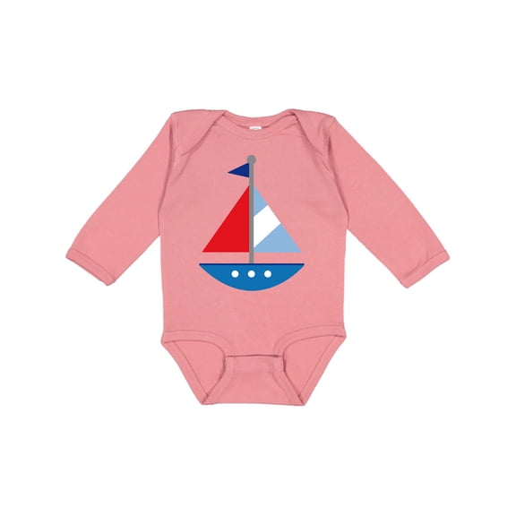 Inktastic Personalized Sailboat Boys or Girls Long Sleeve Baby Bodysuit