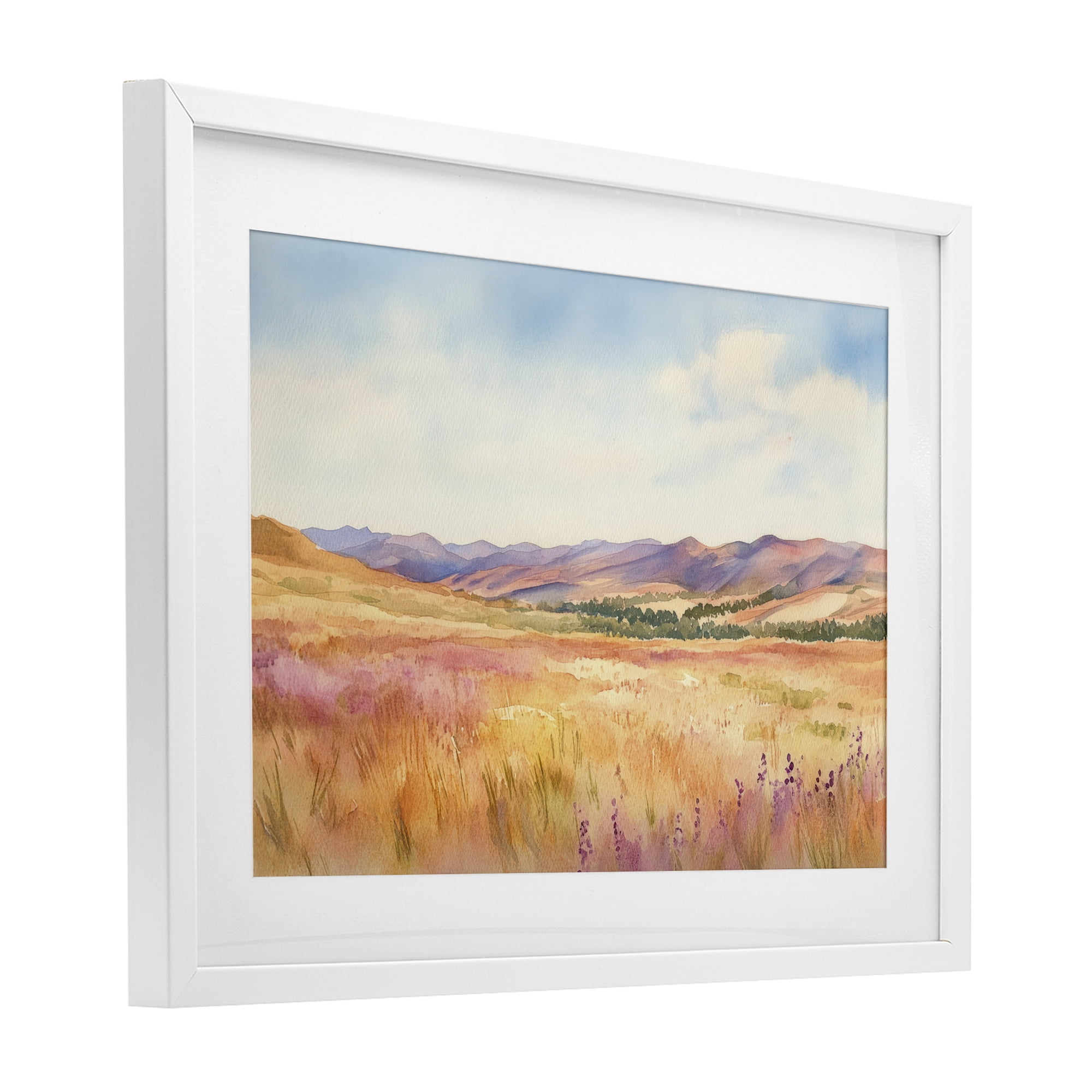 Stupell Industries Pastel Valley Panorama White Framed Print Under Glass, design by Petal Prints Design