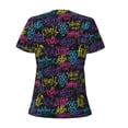 thumbnail image 5 of Wukai Graffiti Art Casual V-Neck Graphic Tees for Women: Lightweight and Breathable Summer Tops with Stylish Design-X-Large, 5 of 8