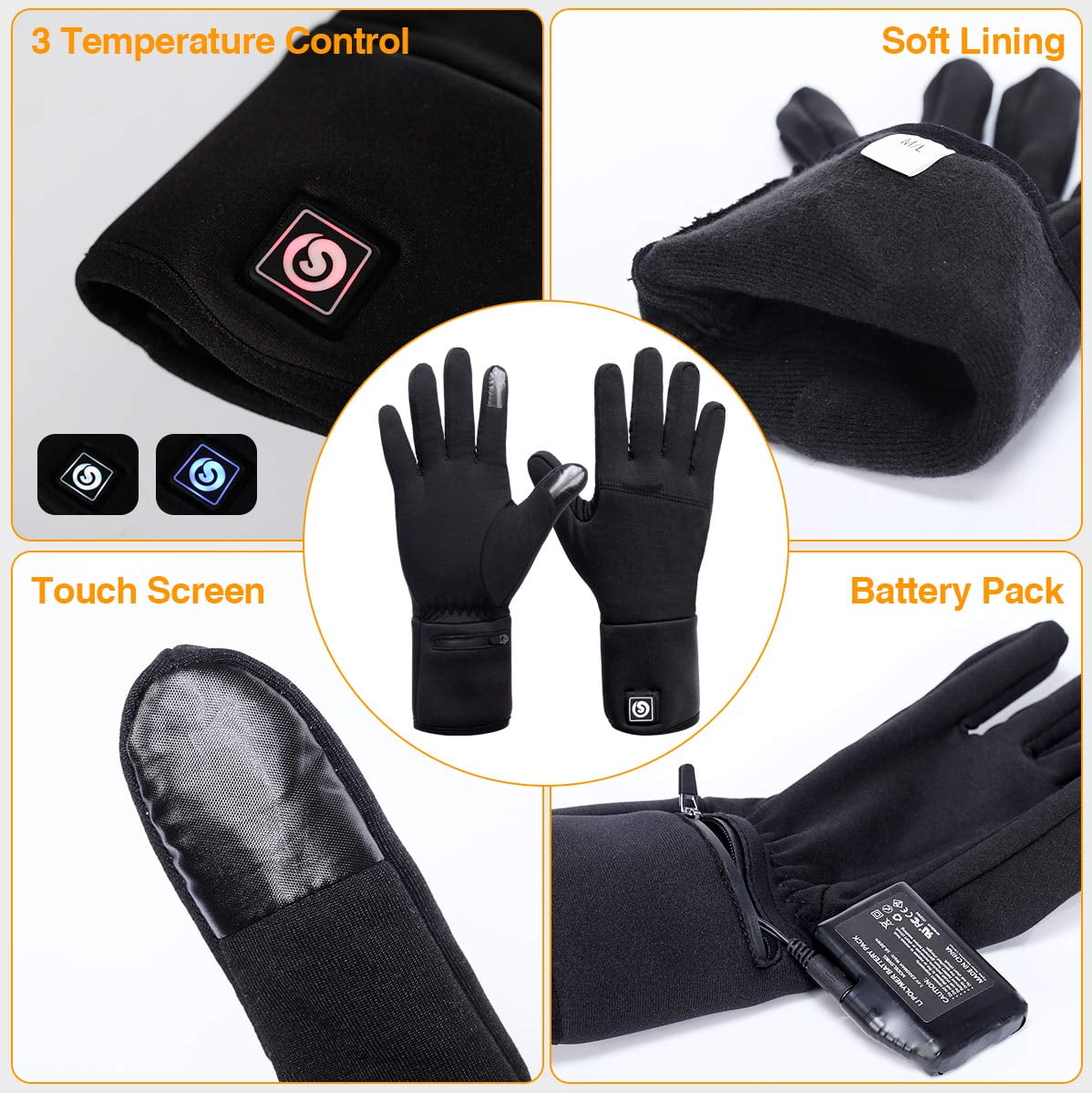 Snow Deer Heated Glove Liners for Men Women,Rechargeable Electric Battery Heating Riding Ski Snowboarding Hiking Cycling Hunting Thin Gloves Hand Warmer Arthritis&Raynaud's