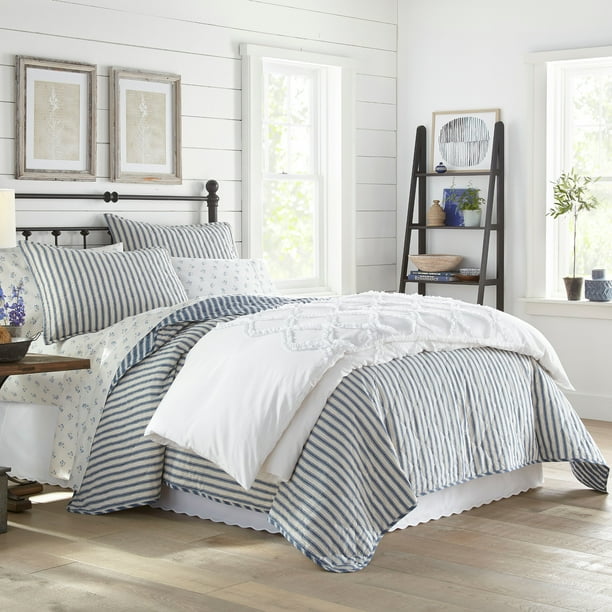 Stone Cottage Willow Way Ticking Stripe Navy King Quilt Set Com - Black And Ivory Ticking Bedding Stone Cottage Willow Way Ticking Stripe Navy King Quilt Set Com - Black And Ivory Ticking Bedding