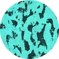 thumbnail image 1 of Ahgly Company Machine Washable Indoor Round Abstract Turquoise Blue Modern Area Rugs, 8' Round, 1 of 4