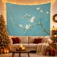 thumbnail image 3 of Sparse Blossoming Branch Against Soft Teal, Peaceful Minimalist for Flower Lovers, Botanical Wall Art, Housewarming Gift, Tapestry Wall Hanging for Bedroom and Living Room, 3 of 7