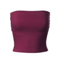 thumbnail image 1 of MixMatchy Women's Solid Casual Summer Side Shirring Scrunched Double Layered Tube Top, 1 of 6