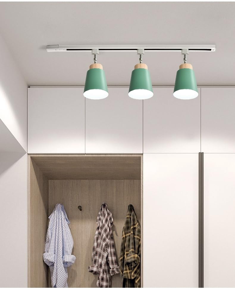 KAYYELAMP 1Pcs Macaron Green Halo System Adjustable Titl Angle Track Lighting E26 Base Modern Design for Farmhouse Kitchen Sink Gallery Loft(No Bulb, Track)