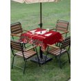 thumbnail image 3 of Outdoor Tablecloth with Umbrella Hole and Zipper, Red Christmas Square Table Cloth 60x60 Inch Waterproof Tablecloth, Xmas Tree Snowflake Poinsettia Picnic Table Cover for Patio Camping, 3 of 7