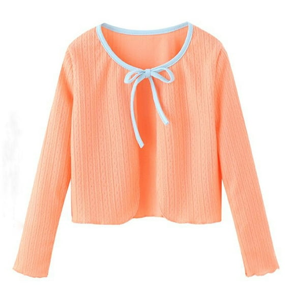 Spazoro Kids Girls Shirts Tee, Long Sleeve Solid Color Crew Neck 2025 Casual Loose Tops for Child Girls Orange Size 4 T