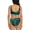 thumbnail image 3 of Wukai Jelly Fish Women's Bikini Set Two Piece,wimsuit High Waisted V Neck Twist Front Adjustable Spaghetti Straps Bathing Suit-Small, 3 of 7