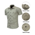 thumbnail image 4 of Hanerdun Men Cargo Shirts Male Casual Button Down Shirts Dress Shirt Army Green M, 4 of 5