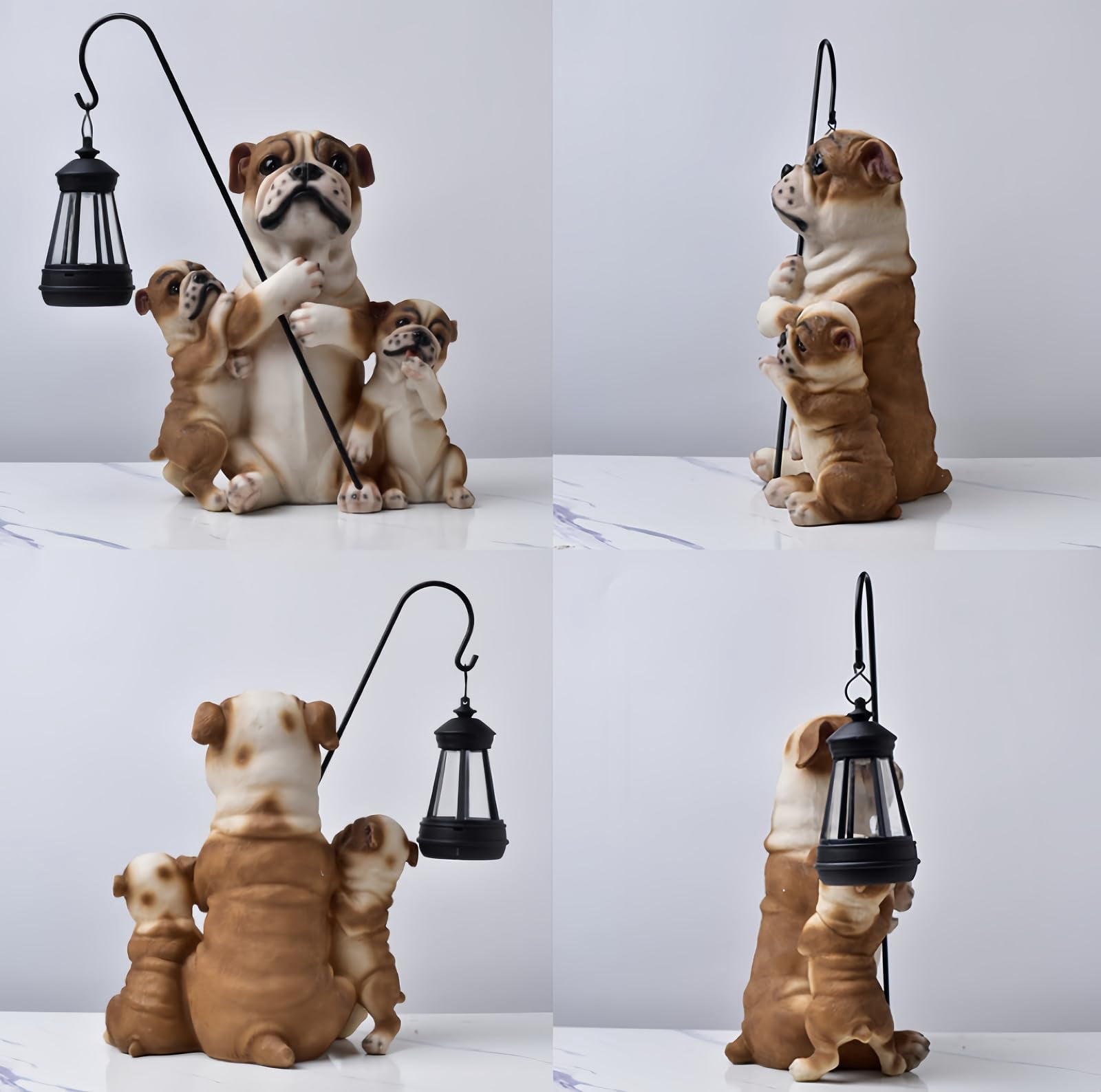 Garden Dog Statues Outdoor Decorations, Solar Lights Outdoor Puppy Statue, Outdoor Animal Statues with Solar Lantern for Patio, Lawn, Yard Art Decoration, Housewarming Garden Gift