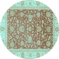 thumbnail image 1 of Ahgly Company Indoor Round Oriental Light Blue Traditional Area Rugs, 3' Round, 1 of 4