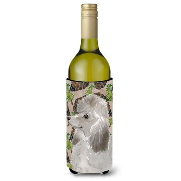 Grey Standard Poodle Pine Cones Wine Bottle Beverge Insulator Hugger