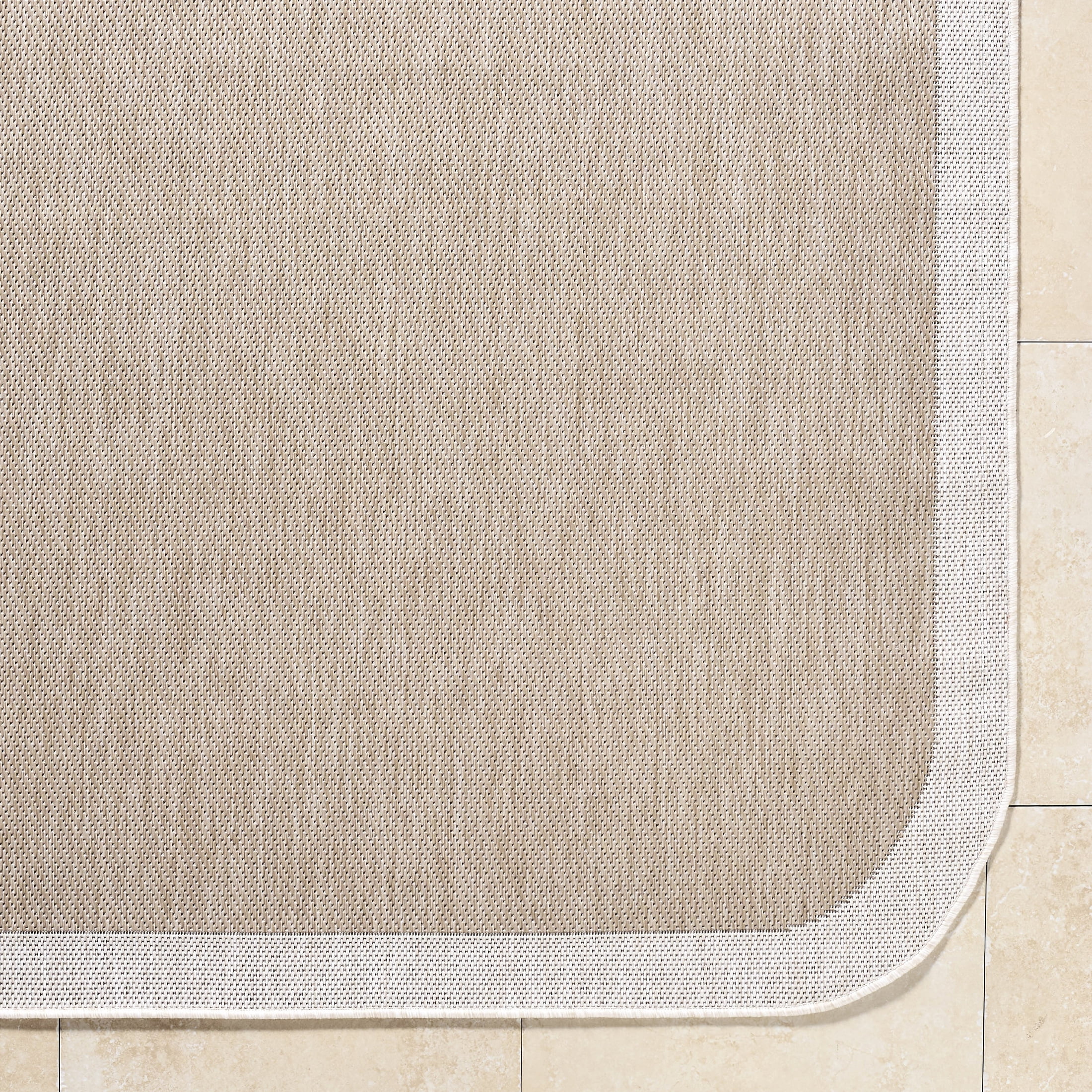 Livabliss Outdoor Rugs, 7x9 Miami Beach Traditional Tan Area Rug for Patio, Porch, Deck, Backyard, Waterproof Indoor Outdoor Carpet (6'7" x 9')